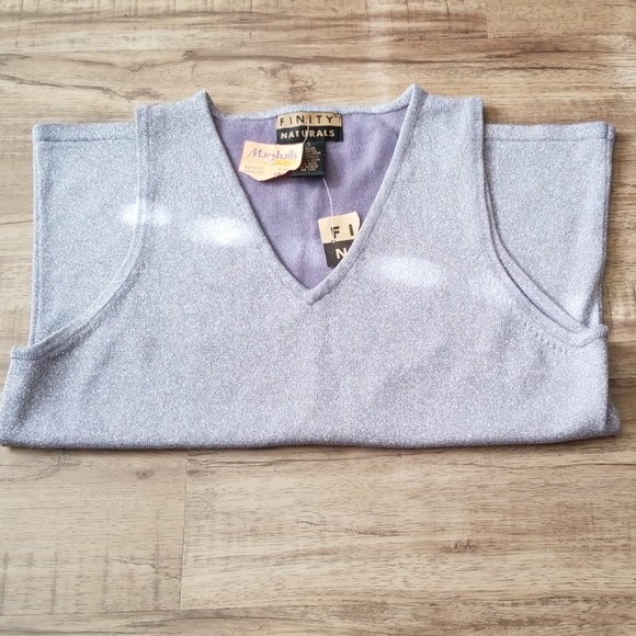 Silver Shimmer Glam Embellish Sparkle Tank/Vest - Picture 4 of 4